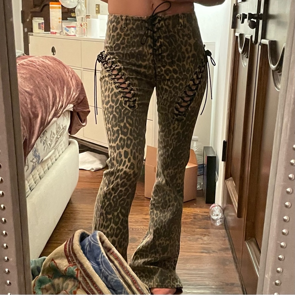 Edikted Leopard Lace Flare Pants